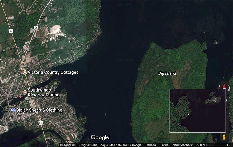 Big Island, Pigeon Lake, google maps